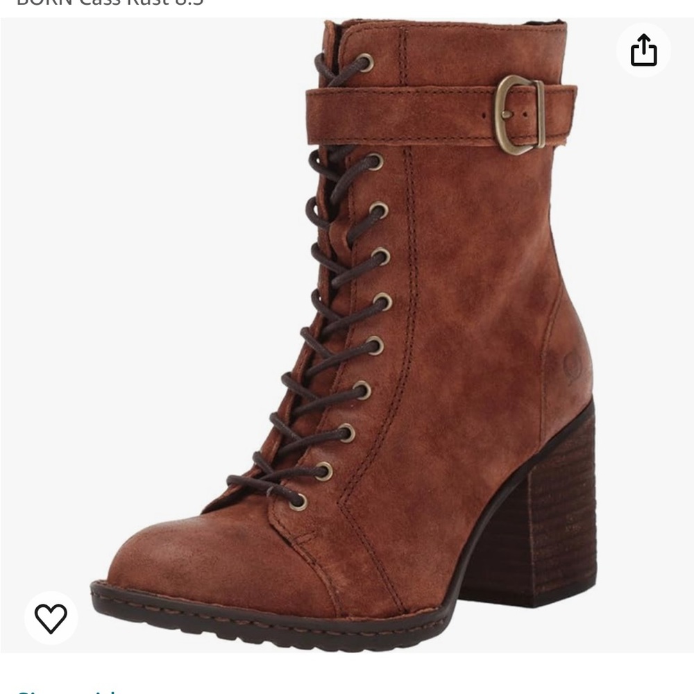 BORN Cass Block Heel Lace Buckle Rust Brown Tobacco Ankle Combat Boots 6.5 $200